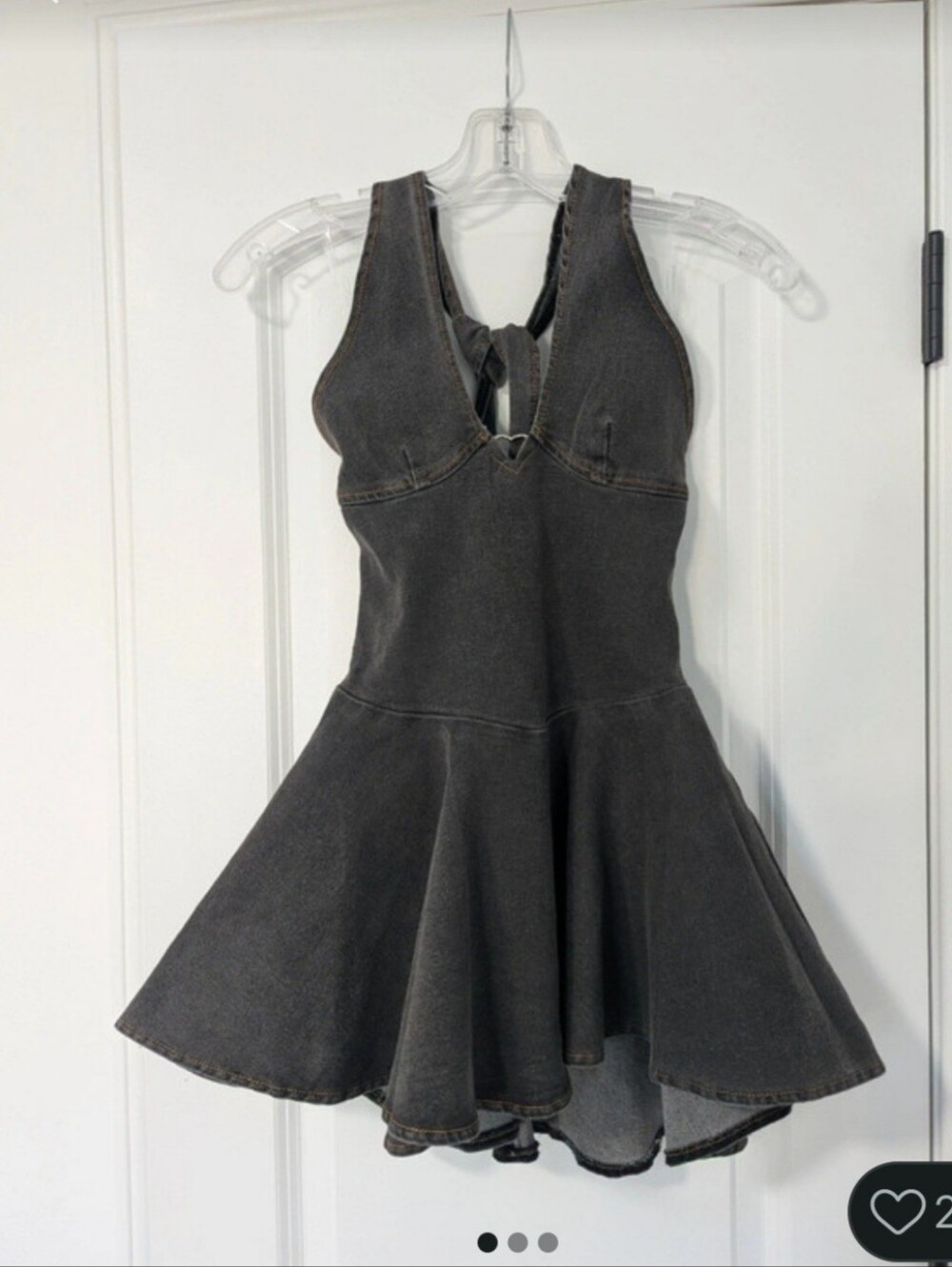 Charcoal Denim Halter Skater Dress Nwt - Picture 1 of 4